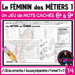 Vocabulaire français - Le féminin des métiers 1 -  French Vocabulary Worksheet