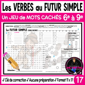 VERBES au FUTUR SIMPLE 1 - Activité de mots cachés  – French Future Verbs