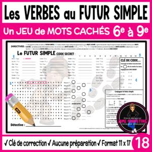 VERBES au FUTUR SIMPLE 2 - Activité de mots cachés  – French Future Verbs