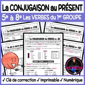 VERBES au PRÉSENT 1er groupe - Cahier d'exercices - Present Tense French Verbs Workbook