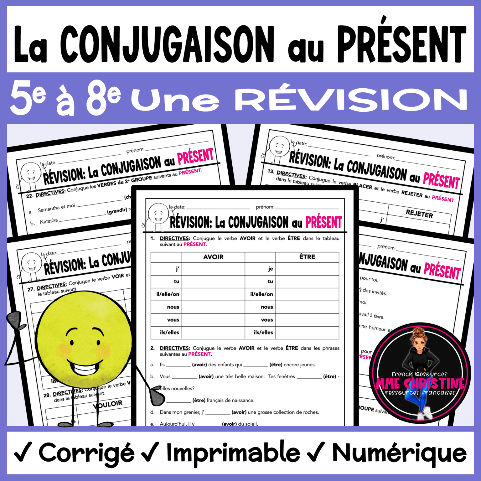 French Present Tense Verbs Review Workbook for Immersion & FSL ...