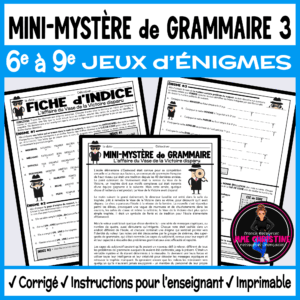 French Grammar Mystery Activity #3 | Antonyms, Noun Gender & Conjugation | Activités de grammaire