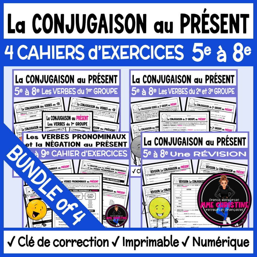 French Present Tense Bundle | 4 Verb Workbooks |  Verbes au présent