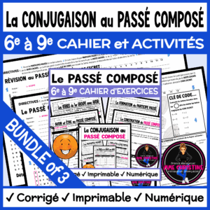 French Passé Composé Workbook BUNDLE | Verb Conjugation Unit for French Immersion & FSL