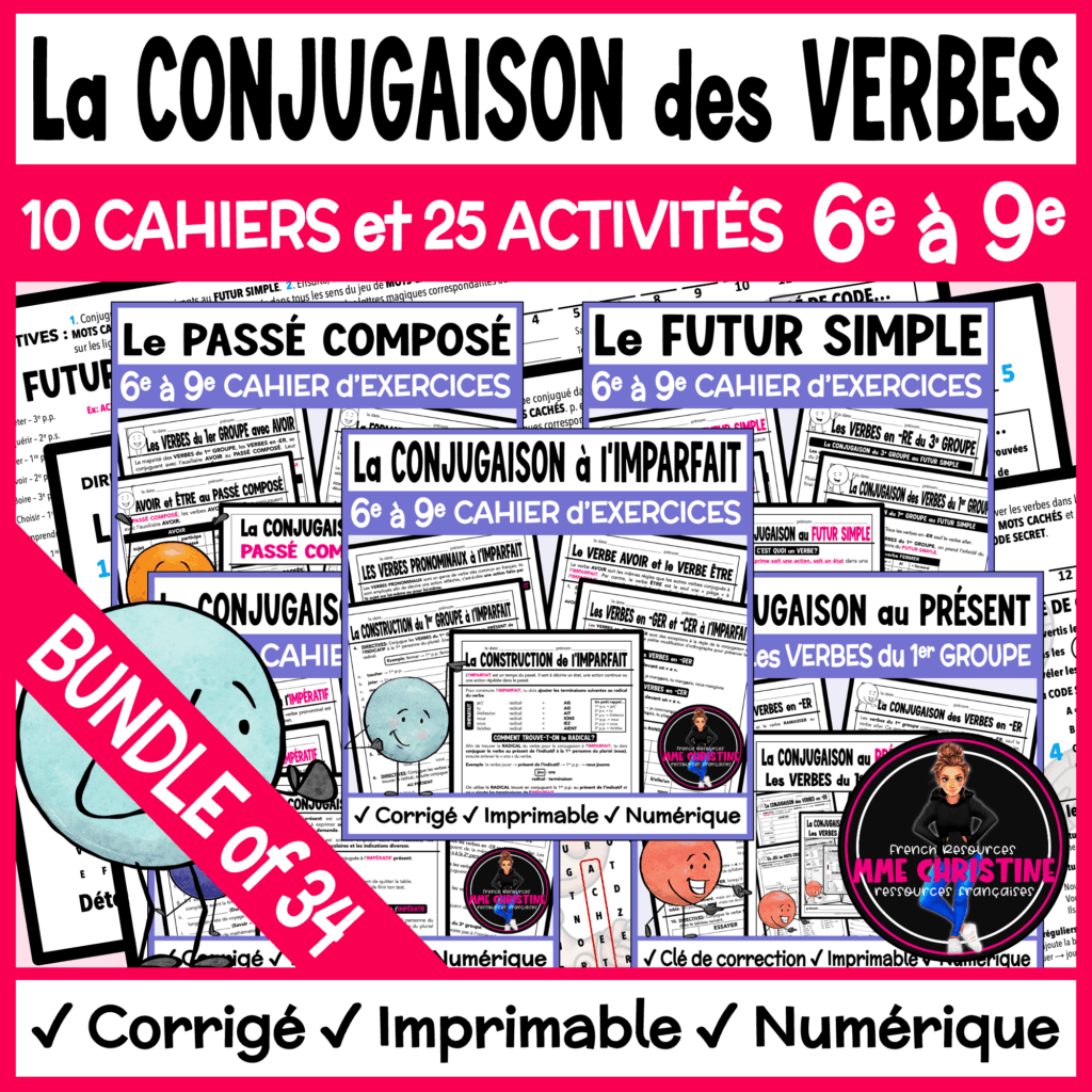 French Verb Conjugation MEGA Bundle | 10 Workbooks - 9 units | Activities, Lessons & Assessments