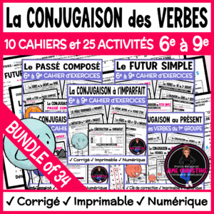 French Verb Conjugation MEGA Bundle | 10 Workbooks - 9 units | Activities, Lessons & Assessments