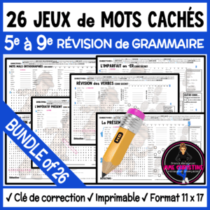 French Code-Breaking Word Search Activities Bundle | French Grammar & Conjugation