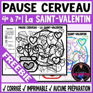 French VALENTINE'S DAY-THEMED Brain Break Activity | No Prep Vocabulary FREEBIE