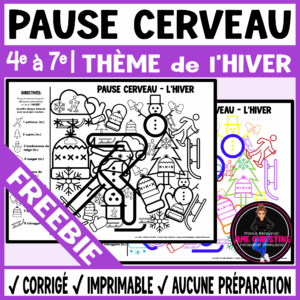 French WINTER-THEMED Brain Break Activity | No Prep Vocabulary FREEBIE
