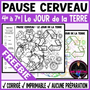 French Earth Day-THEMED Brain Break Activity | No Prep Vocabulary FREEBIE