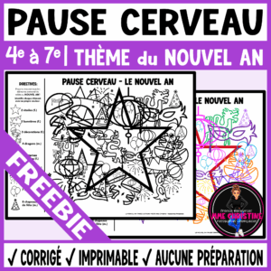 French NEW YEAR-THEMED Brain Break Activity | No Prep Vocabulary FREEBIE