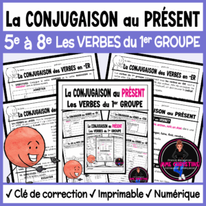 French Present Tense (-ER) Verbs Workbook | 1st Group French Grammar | Verbes au présent