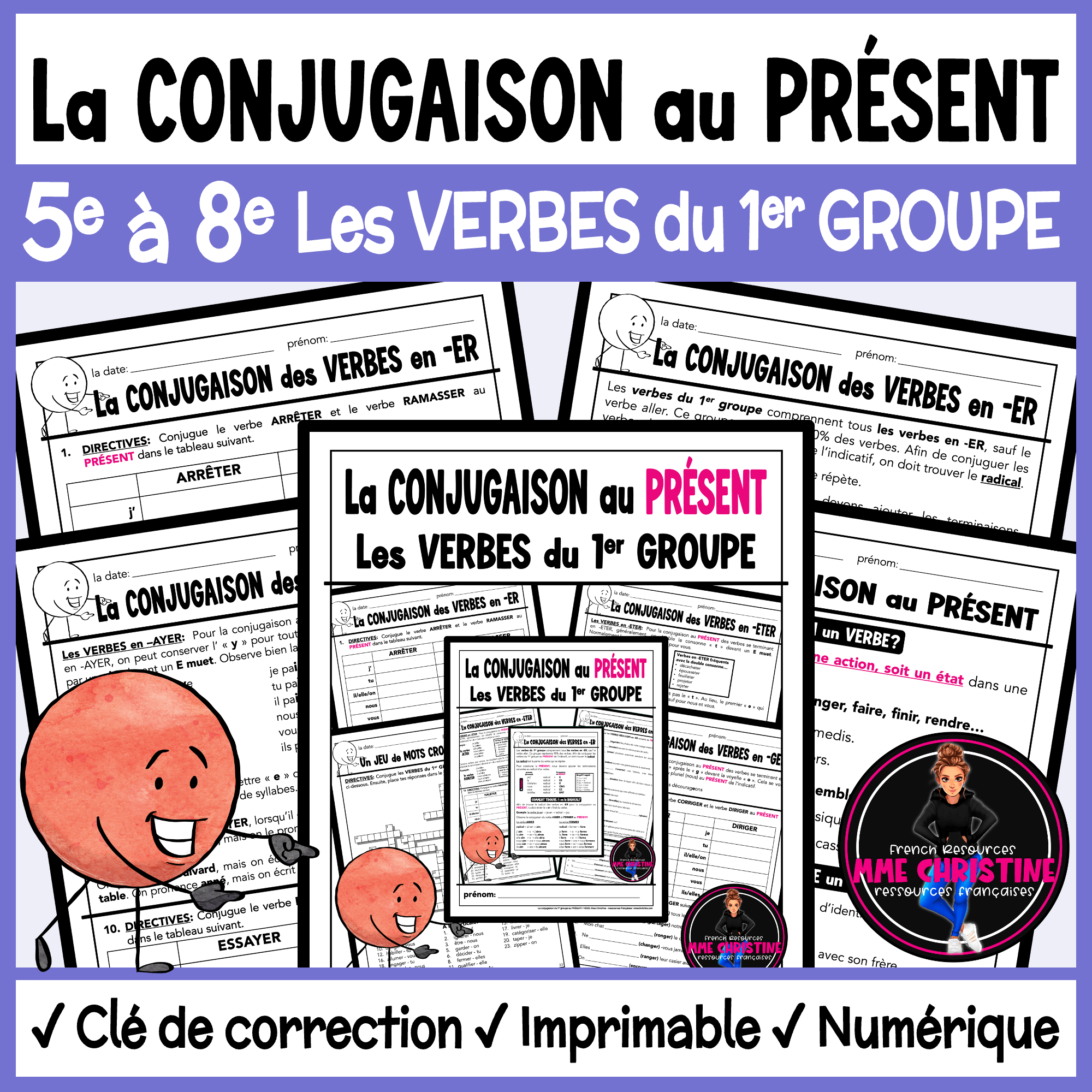 French Present Tense (-ER) Verbs Workbook | 1st Group French Grammar | Verbes au présent