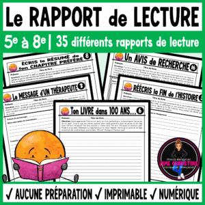 French Book Report Activities | 35 Creative Reading Responses | Print & Digital