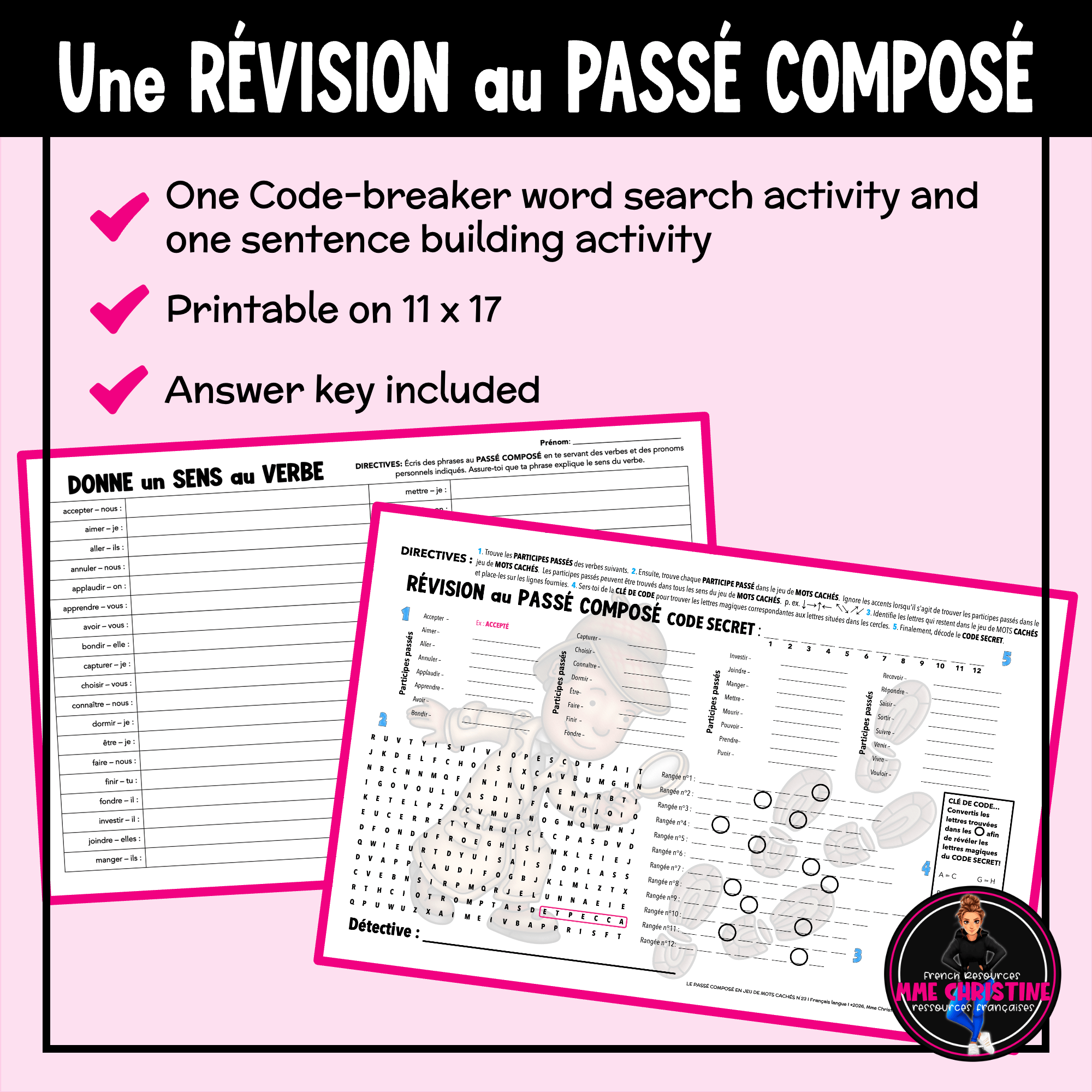 VERBES au PASSÉ COMPOSÉ - Activité de révision – Past Tense French Verbs - Image 2