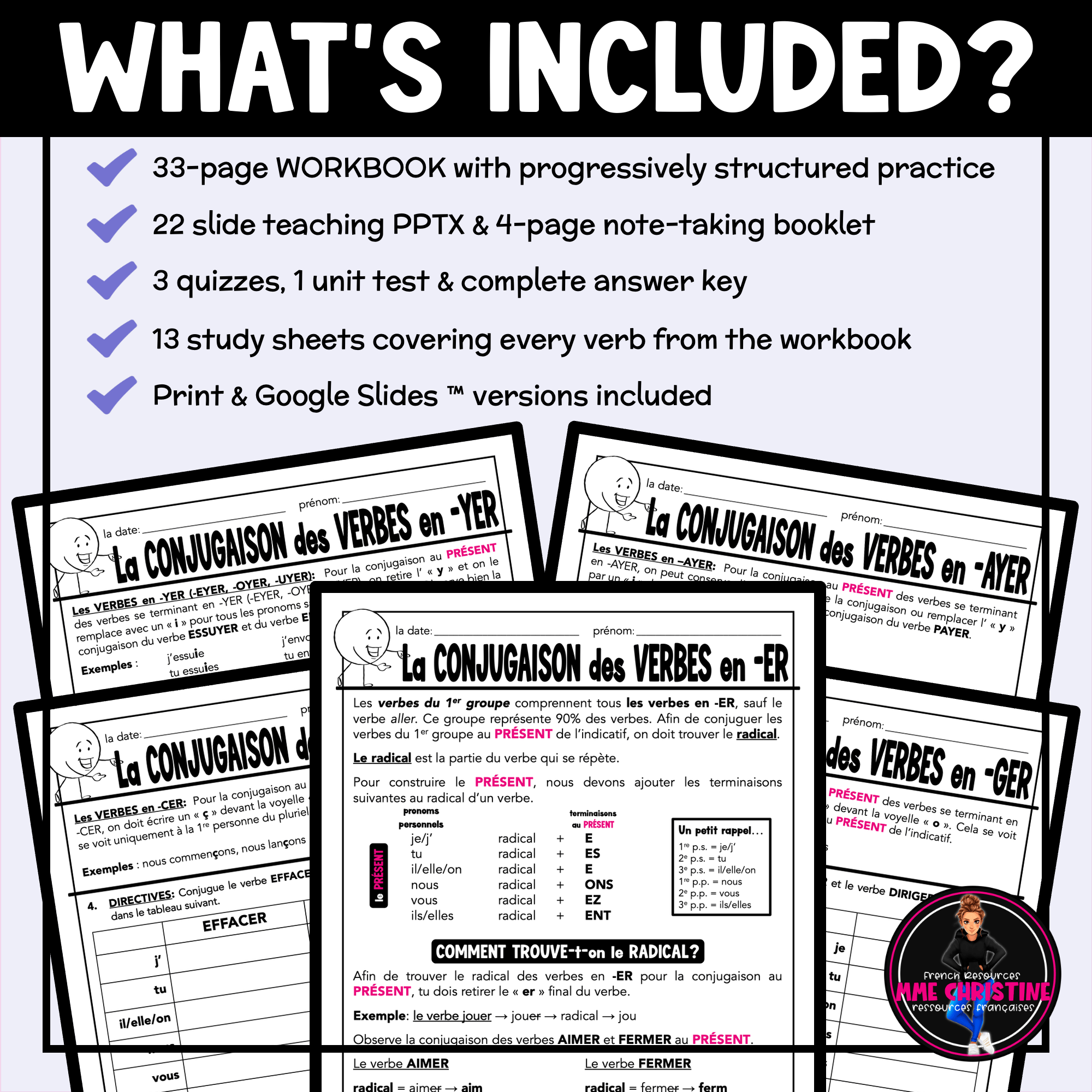 French Present Tense (-ER) Verbs Workbook | 1st Group French Grammar | Verbes au présent - Image 2