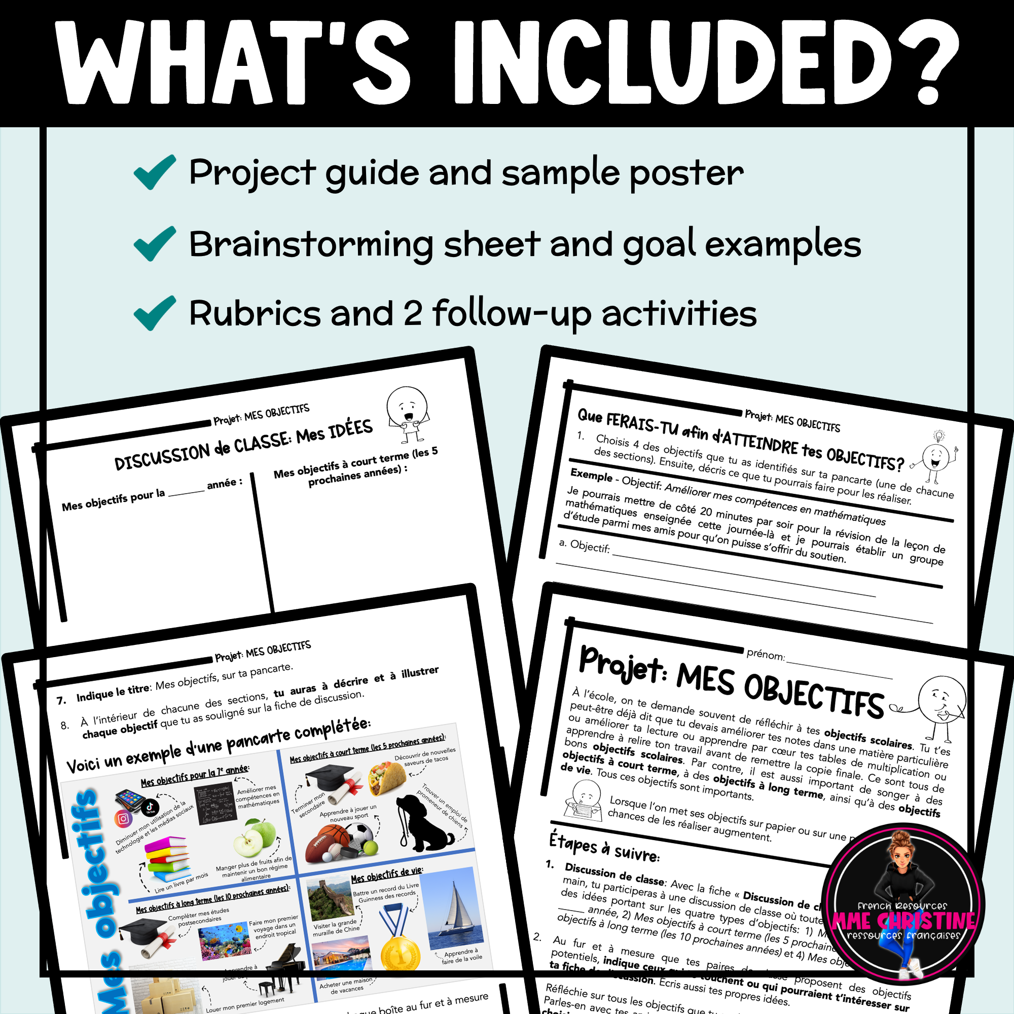 Mes objectifs - Projet sur pancarte - French Goals Poster Project - Image 2