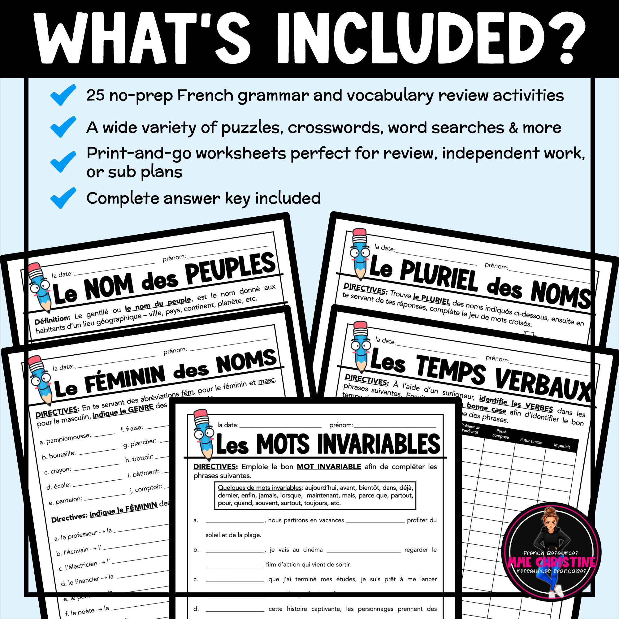 La grammaire et le vocabulaire 1 Pour la suppléance - French grammar activities - Image 2