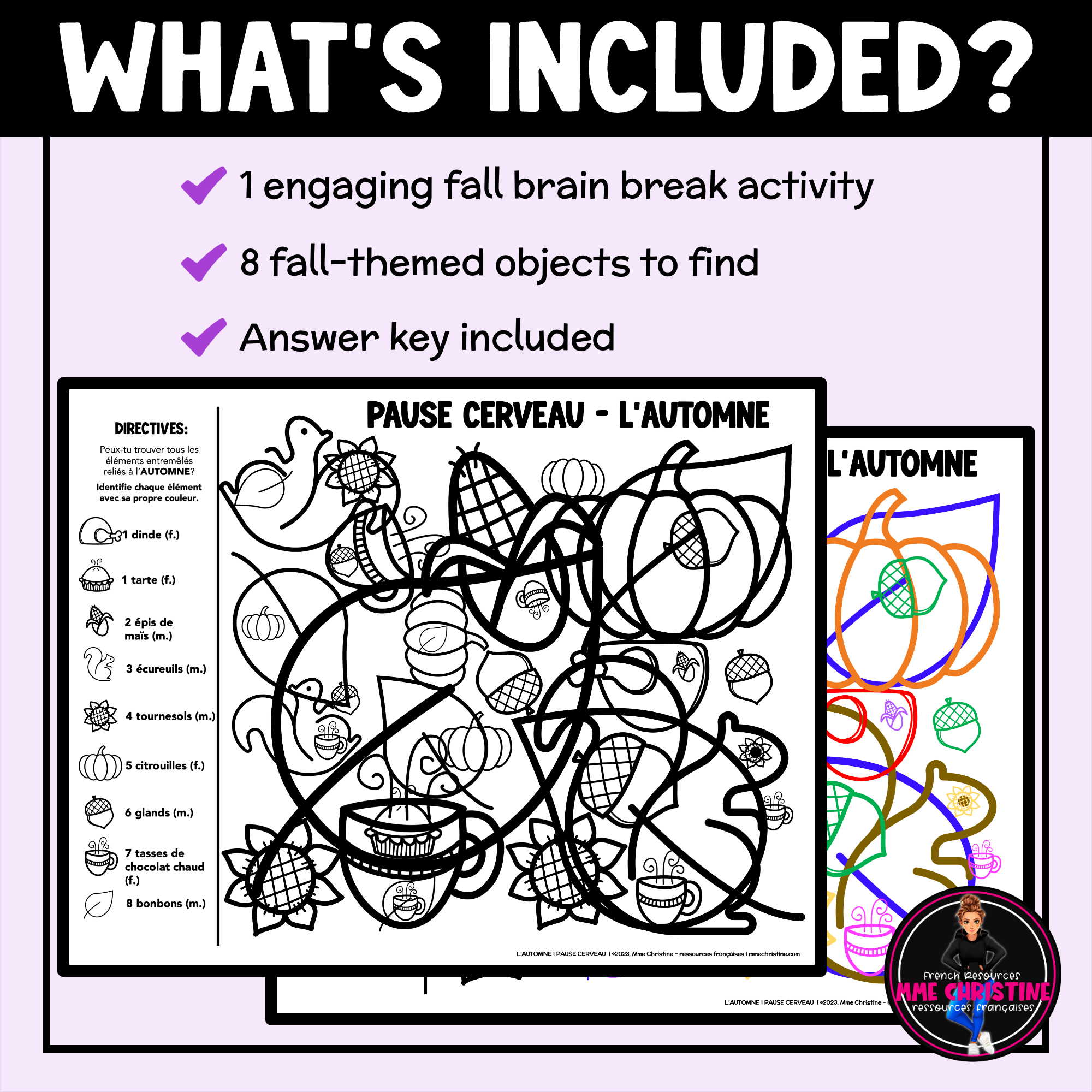 French FALL-THEMED Brain Break Activity | No Prep Vocabulary FREEBIE - Image 2