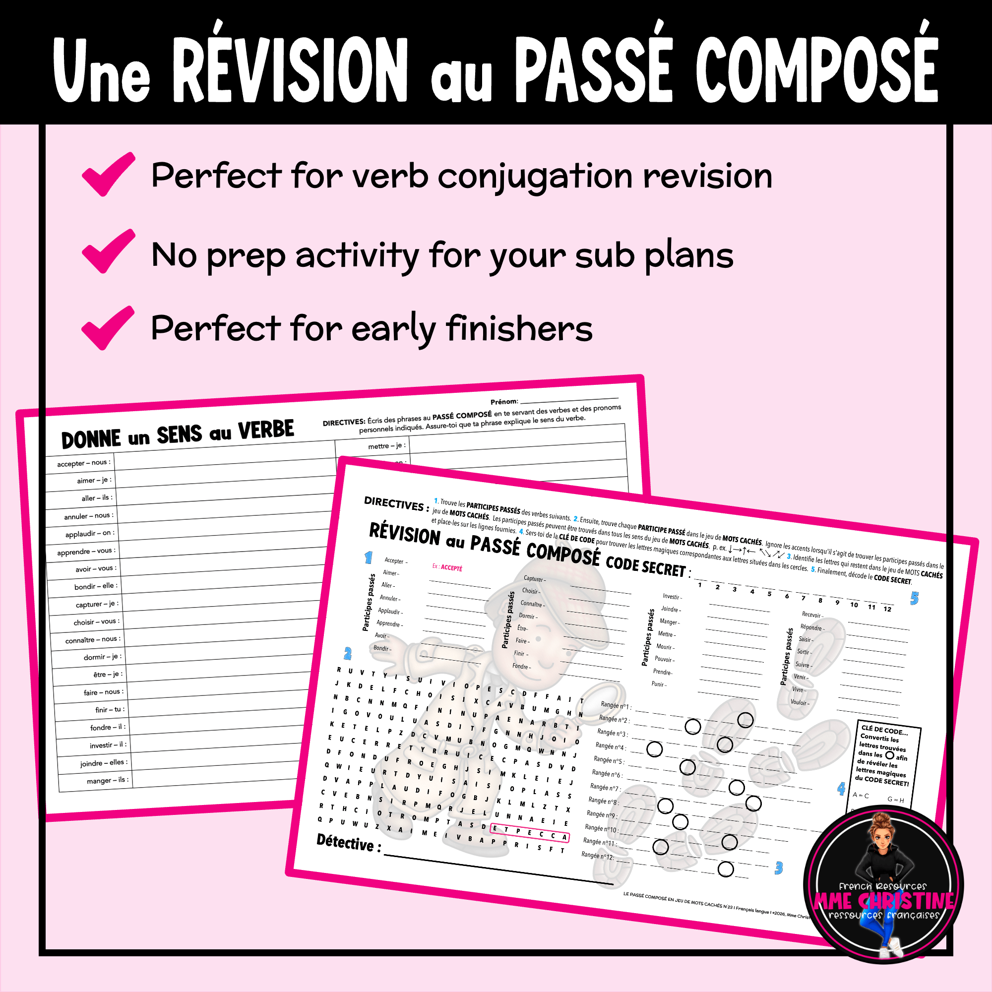 VERBES au PASSÉ COMPOSÉ - Activité de révision – Past Tense French Verbs - Image 3