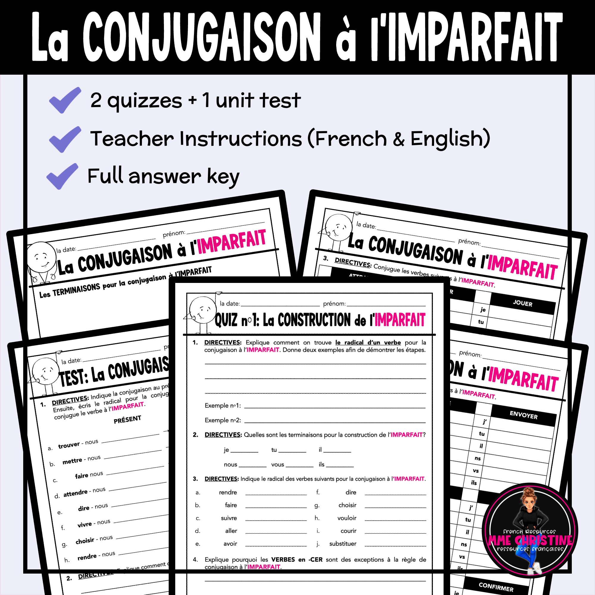 French Imparfait Workbook for Immersion & FSL | Complete Unit with Activities & Tests - Image 3