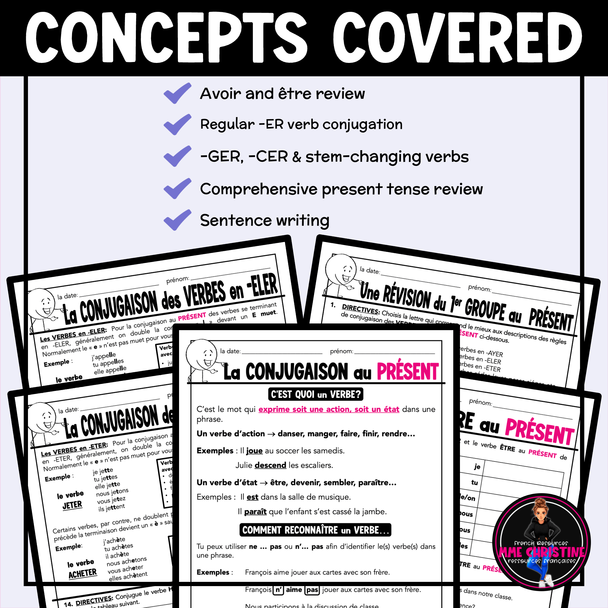 French Present Tense (-ER) Verbs Workbook | 1st Group French Grammar | Verbes au présent - Image 3