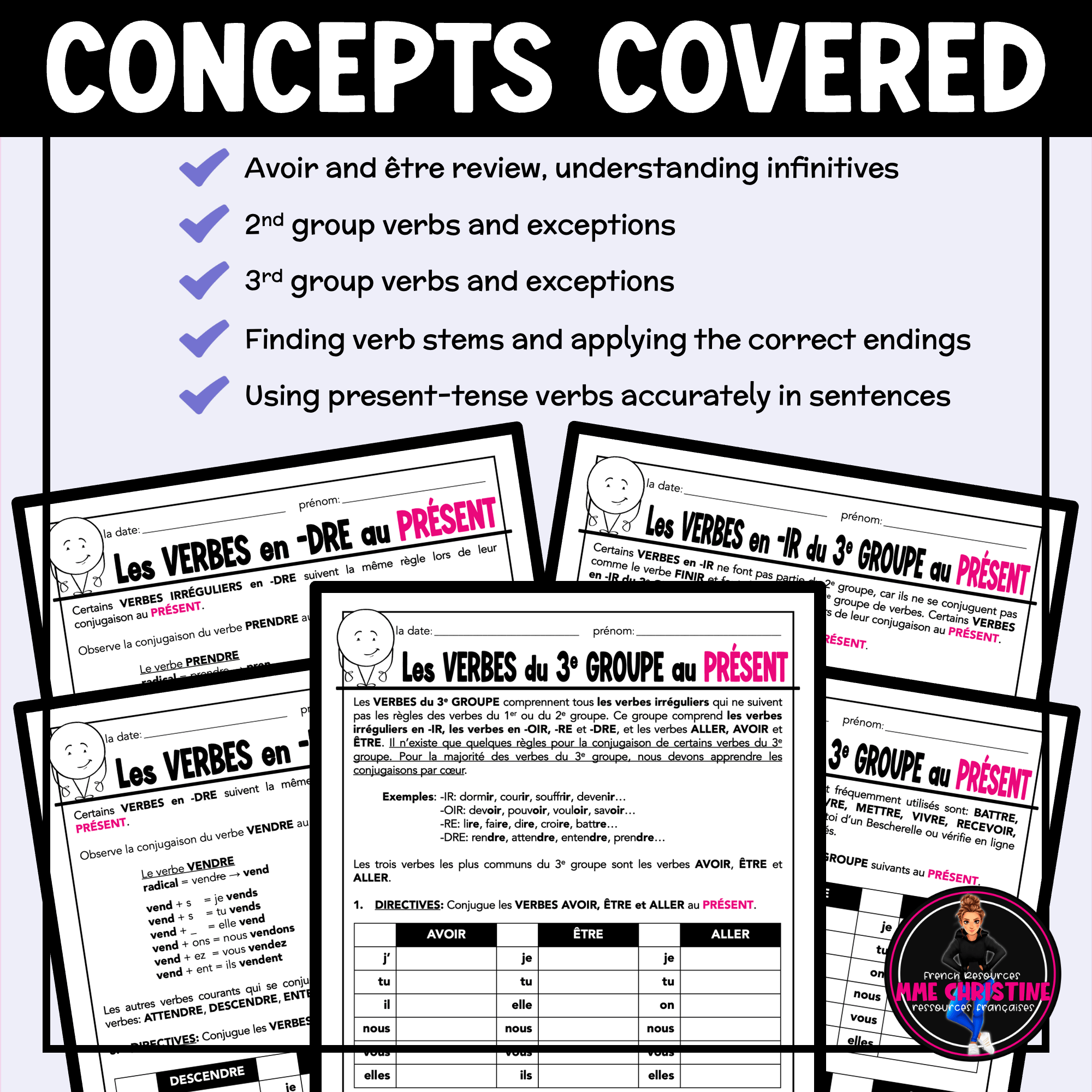 French Present Tense Verbs Workbook | 2nd & 3rd Group Workbooks | Verbes au présent - Image 3
