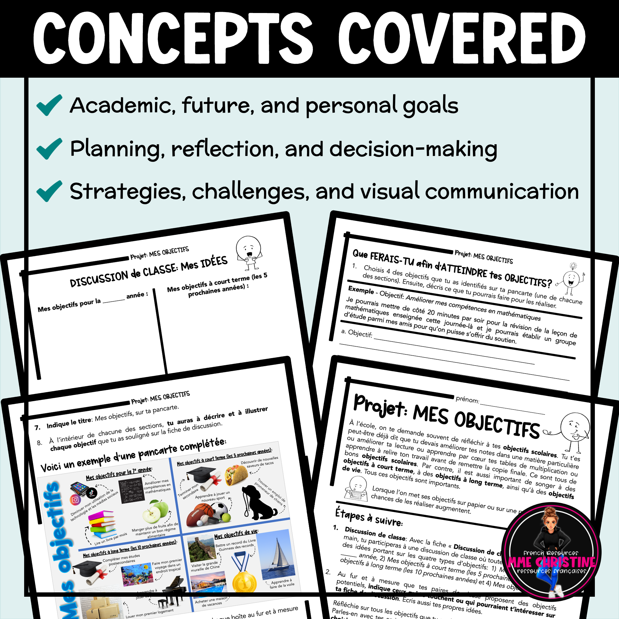 Mes objectifs - Projet sur pancarte - French Goals Poster Project - Image 3
