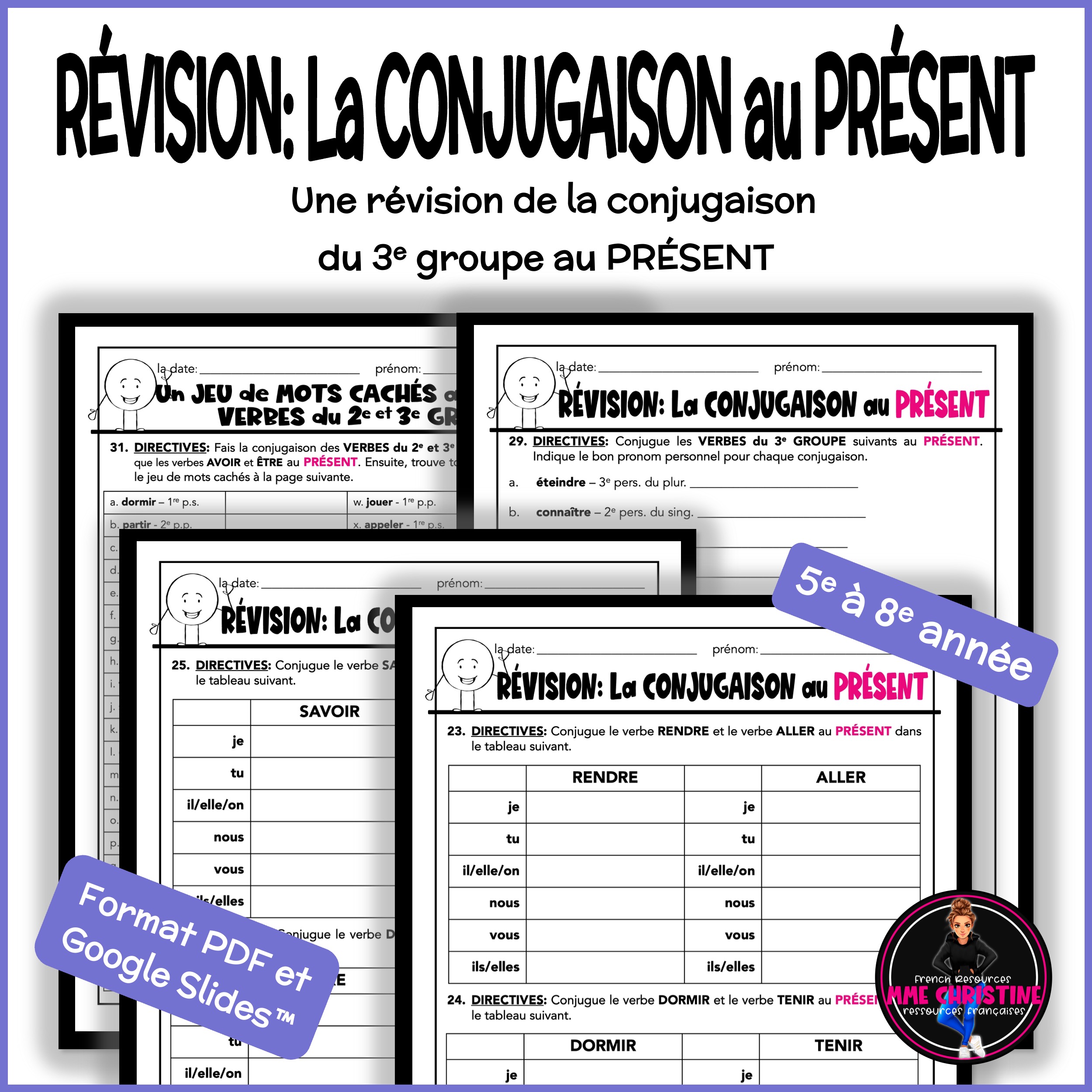 VERBES au PRÉSENT une RÉVISION - Cahier d'exercices - French Verbs Revision Workbook - Image 6