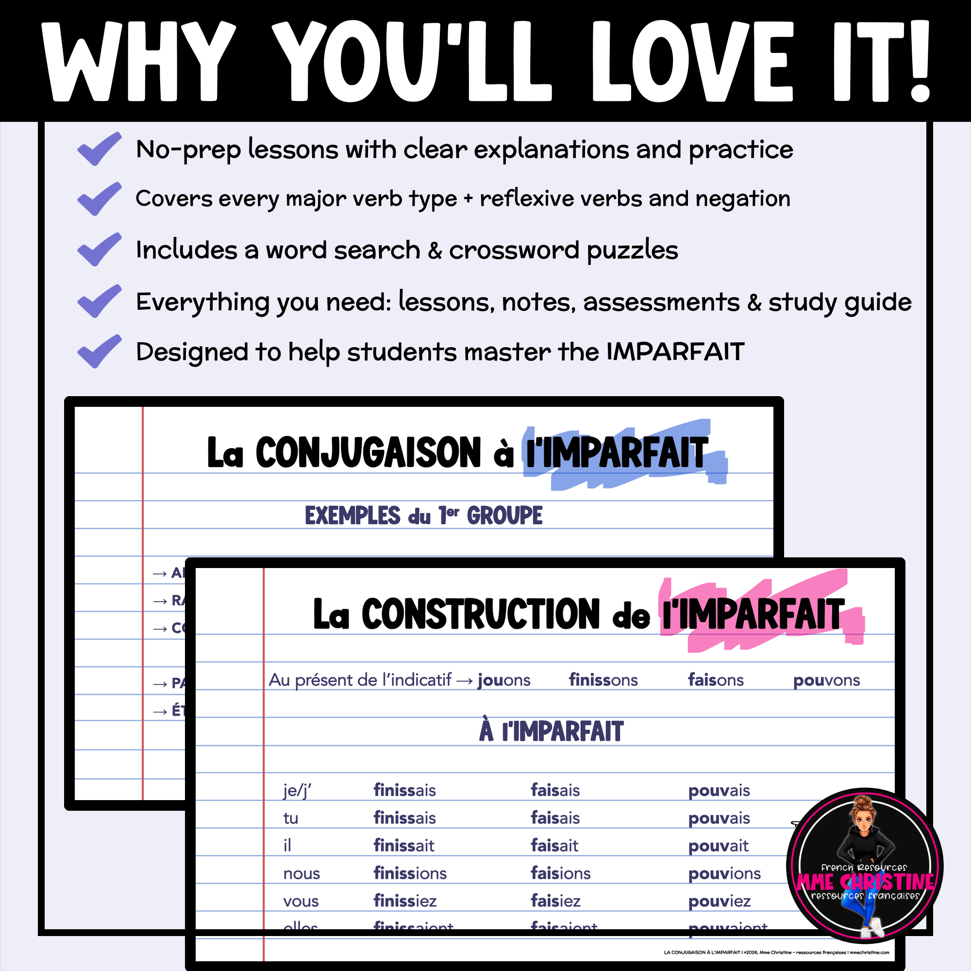 French Imperfect Tense Workbook | Verbes à l'imparfait | French Verb Conjugation Activities - Image 4