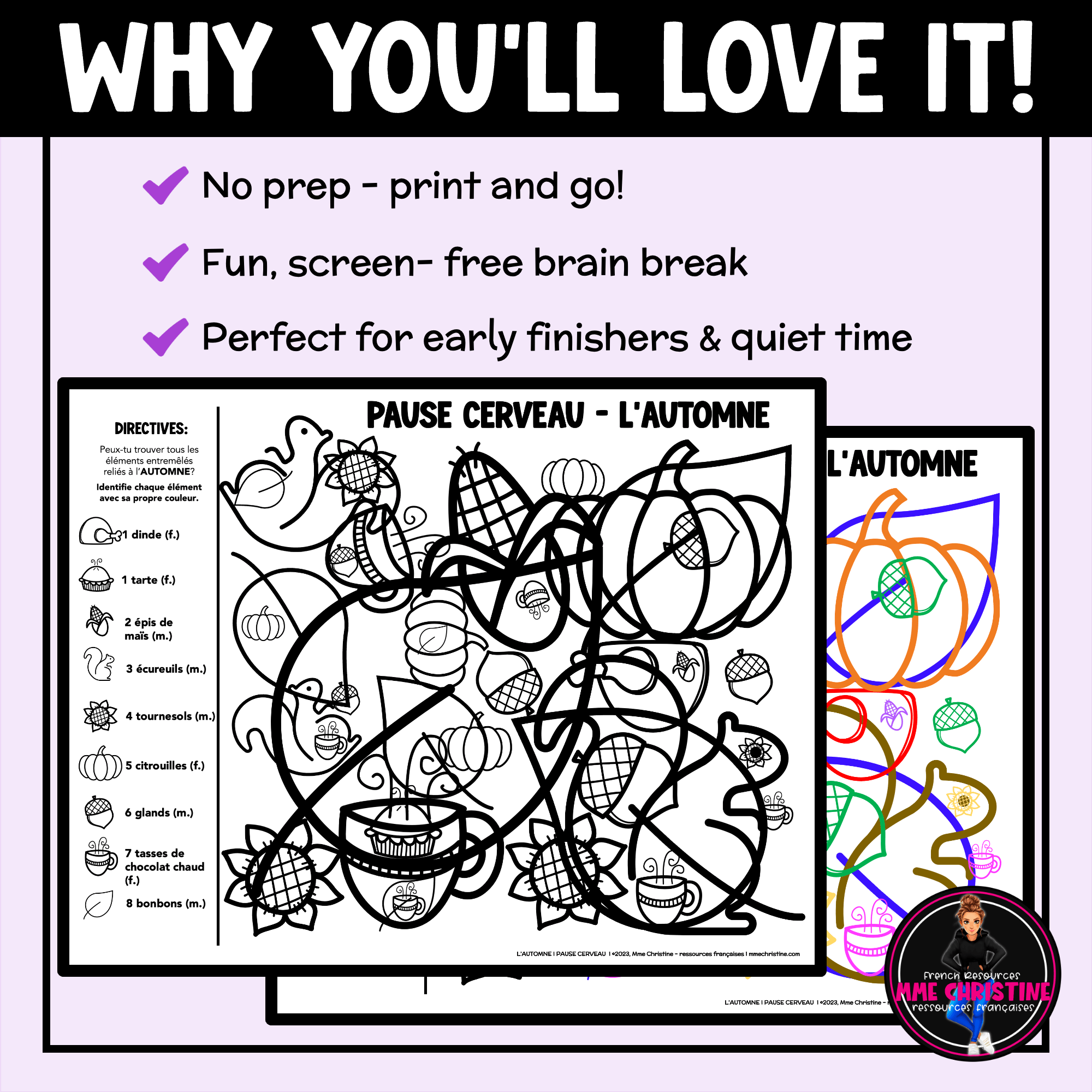 French FALL-THEMED Brain Break Activity | No Prep Vocabulary FREEBIE - Image 4