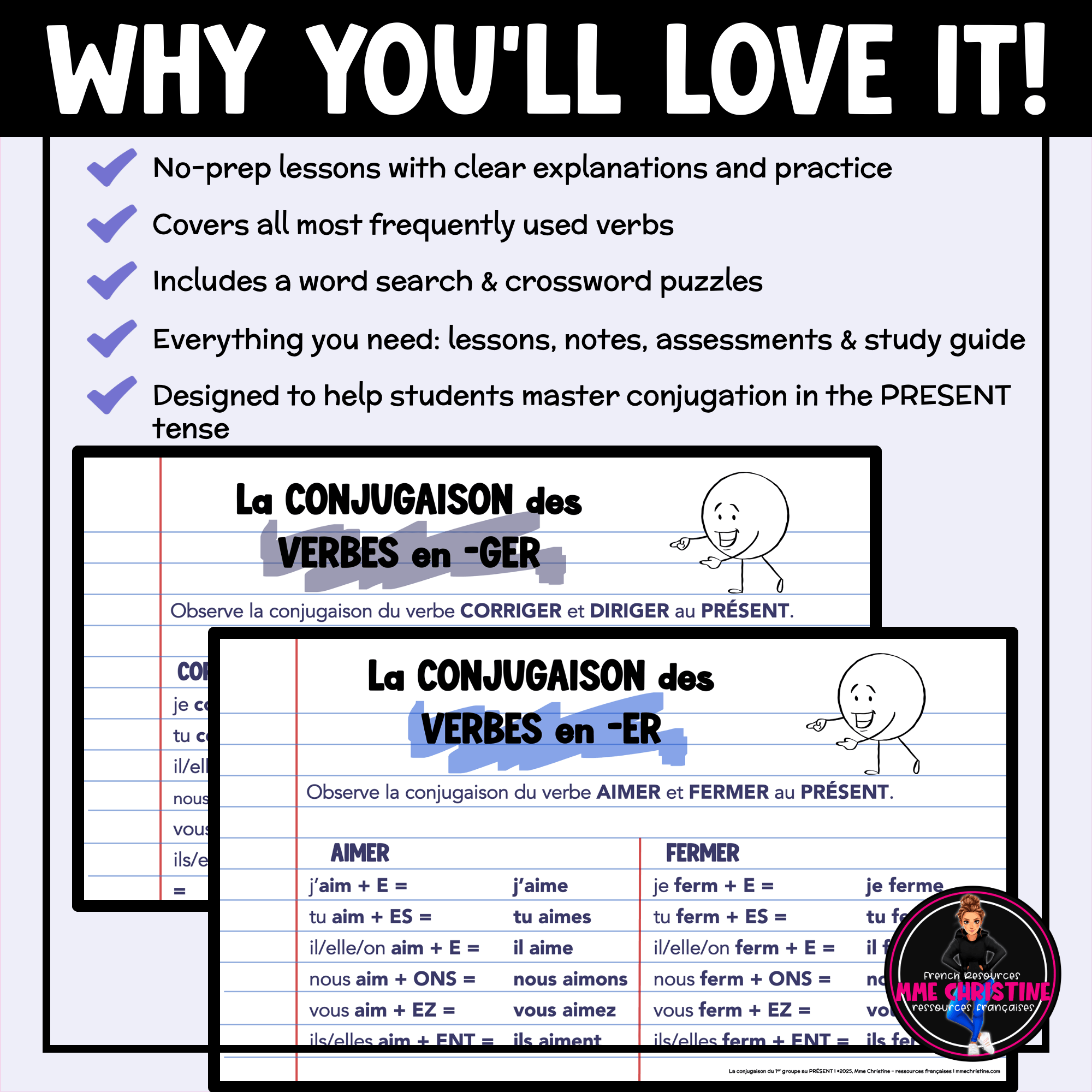 French Present Tense (-ER) Verbs Workbook | 1st Group French Grammar | Verbes au présent - Image 4