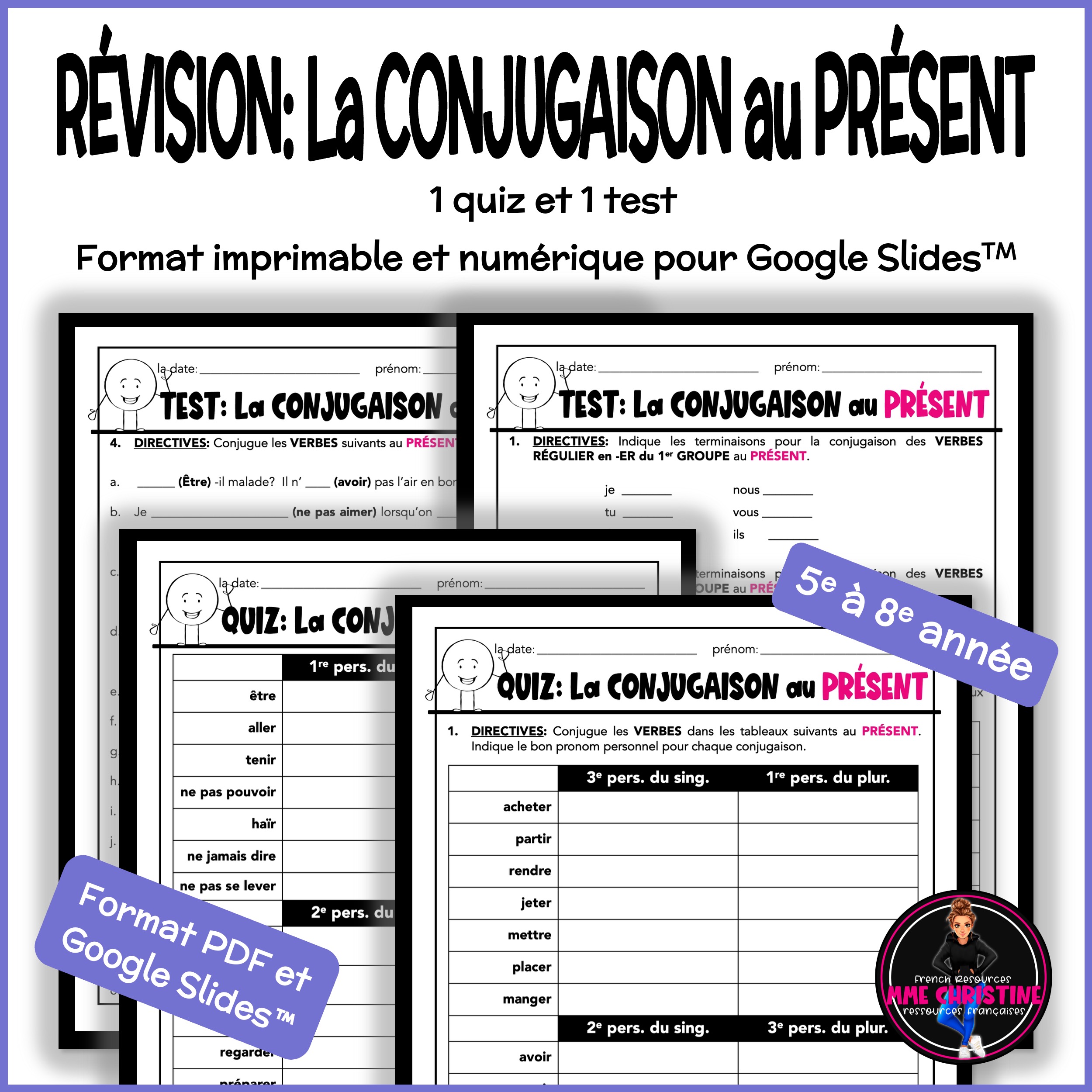 VERBES au PRÉSENT une RÉVISION - Cahier d'exercices - French Verbs Revision Workbook - Image 7
