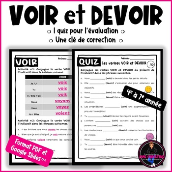 Les verbes VOIR et DEVOIR au présent de l'indicatif - Exercices et quiz ...