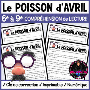 French Reading Comprehension Activity | April Fools Day | Compréhension de lecture | FI & FSL