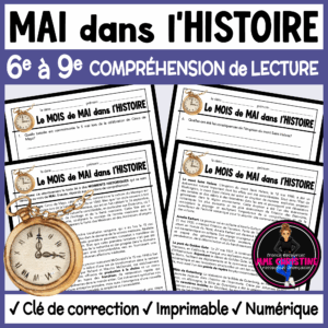 French Reading Comprehension Activity | May in History | Compréhension de lecture | FI & FSL