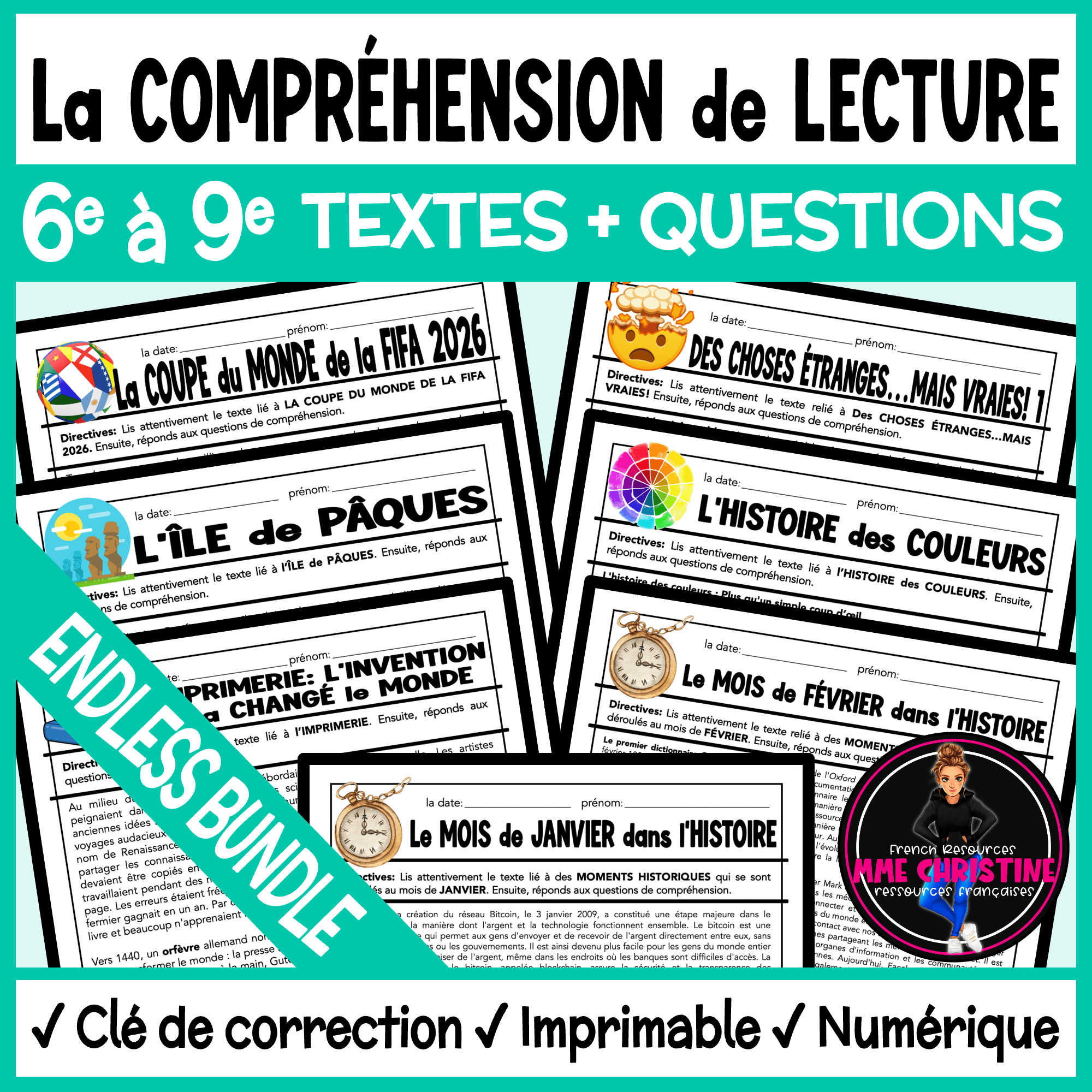 French Reading Comprehension Endless Bundle | Print + Digital Activities | Compréhension de lecture
