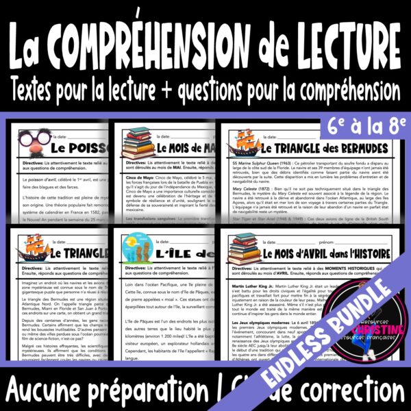Compréhension de lecture - French Reading Comprehension ENDLESS BUNDLE