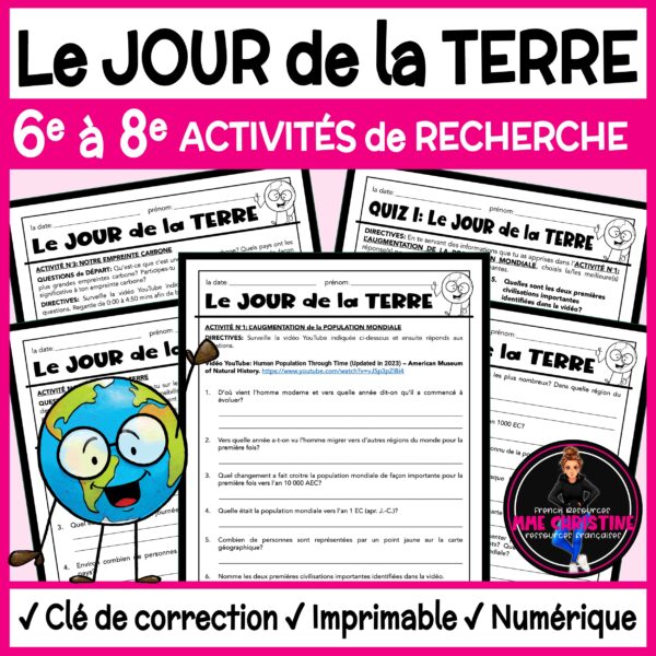 Jour de la Terre - Activités de recherche - French Earth Day Activities