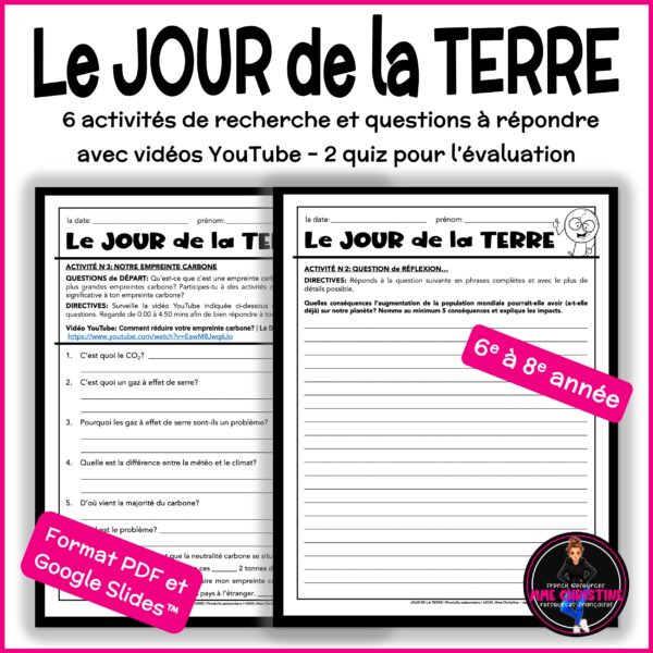 Jour de la Terre - Activités de recherche - French Earth Day Activities - Image 4