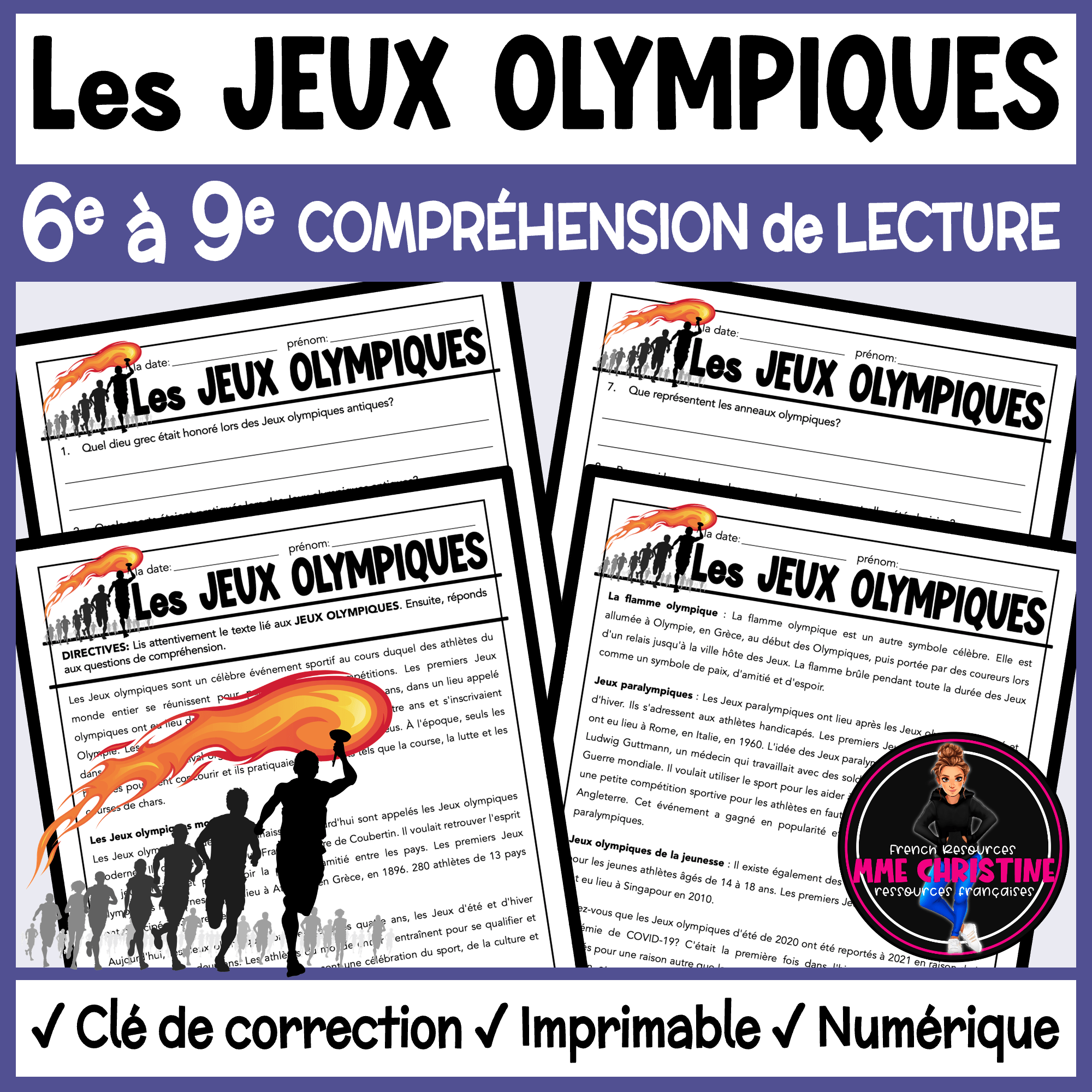 French Reading Comprehension Activity | The Olympic Games | Compréhension de lecture | FI & FSL
