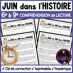 French Reading Comprehension Activity | June in History | Compréhension de lecture | FI & FSL