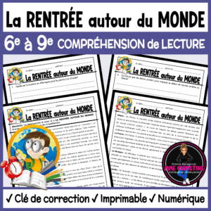 French Reading Comprehension Activity | First Day of School around the World | Compréhension de lecture | FI & FSL