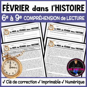 French Reading Comprehension Activity | February in History | Compréhension de lecture | FI & FSL
