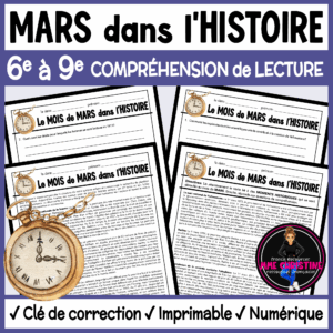 French Reading Comprehension Activity | March in History | Compréhension de lecture | FI & FSL