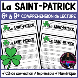 French Reading Comprehension Activity | Saint-Patrick's Day | Compréhension de lecture | FI & FSL