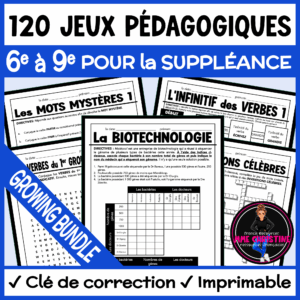 No Prep French Activities & Puzzles Bundle | 120 Jeux pédagogiques | Immersion & FSL