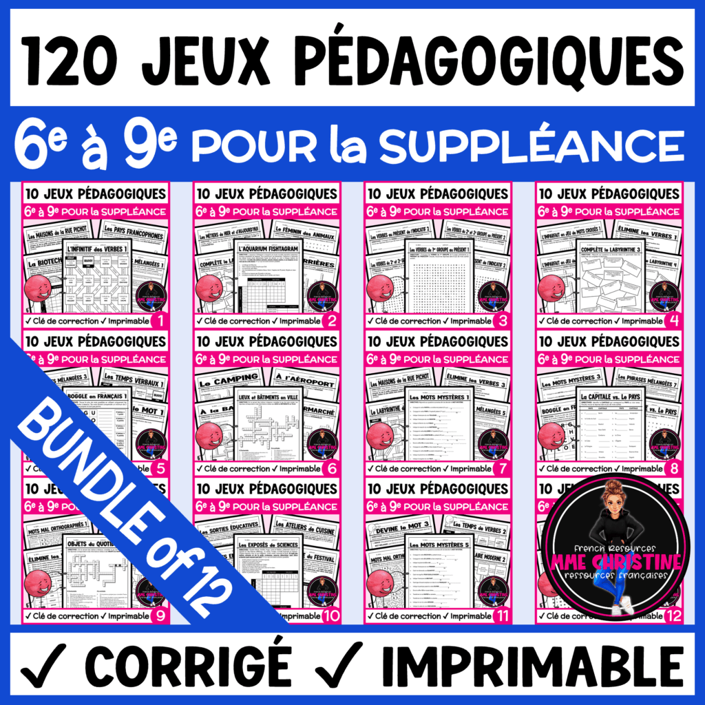 No Prep French Activities & Puzzles Bundle | 120 Jeux pédagogiques | Immersion & FSL