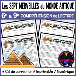 French Reading Comprehension Activity | 7 Wonders of the Ancient World | Compréhension de lecture | FI & FSL