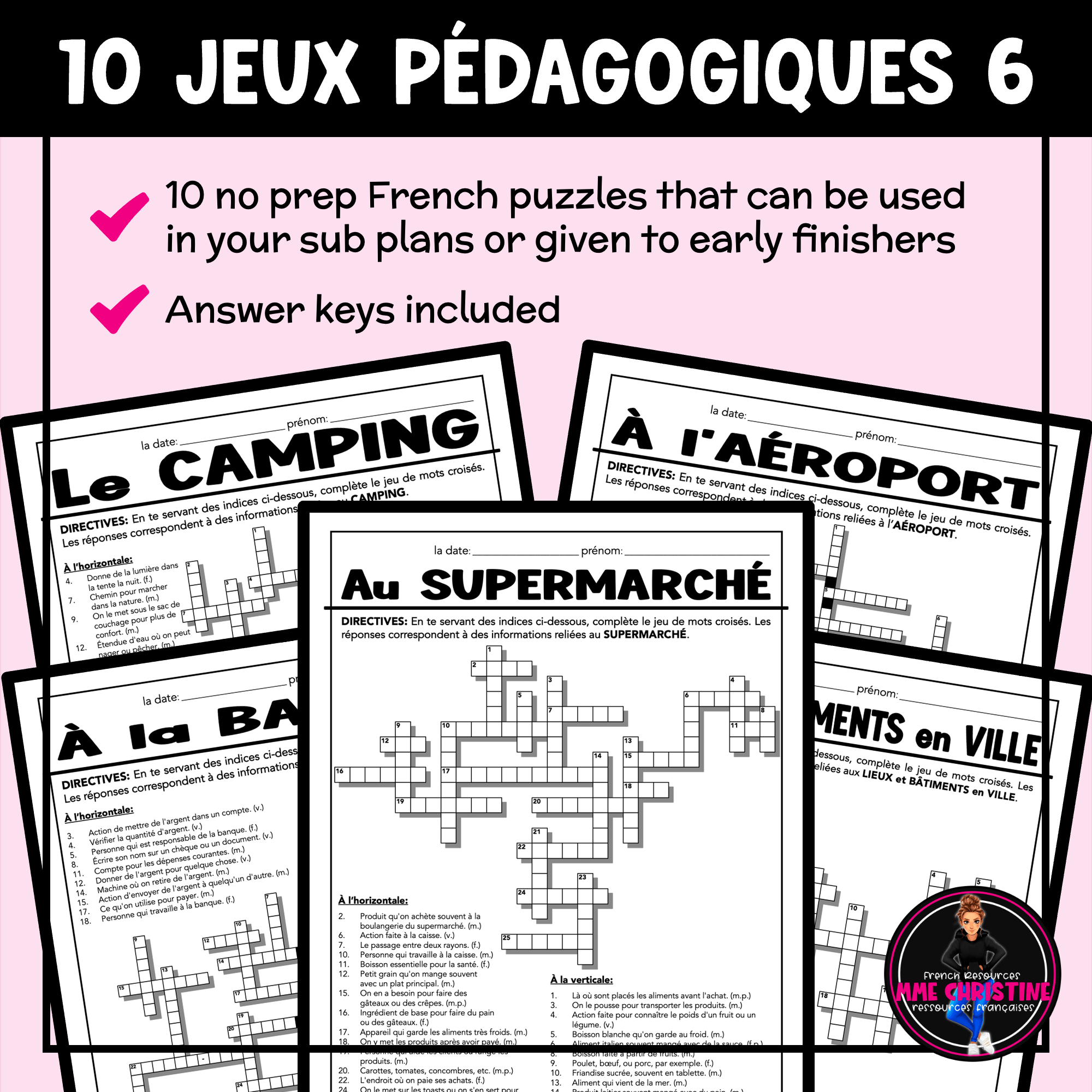 No Prep French Activities and Puzzles for Immersion & FSL (10 Jeux pédagogiques #6) - Image 2